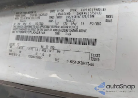 2020 Ford Transit-350 from USA, damaged, VIN 1FTBW9CG7LKA35146